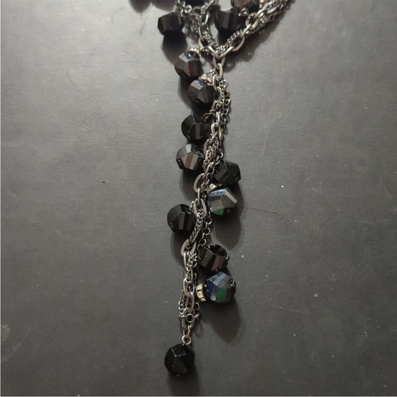 Simply Vera Wang Gunmetal Black Chain Crystal Y Shape Dangle Statement Necklace - Picture 3 of 6